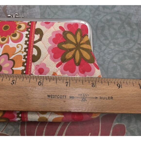 Vera Bradley Clutch Wallet Folkloric Pattern Kiss Lock Two Section Organizer - Picture 7 of 8